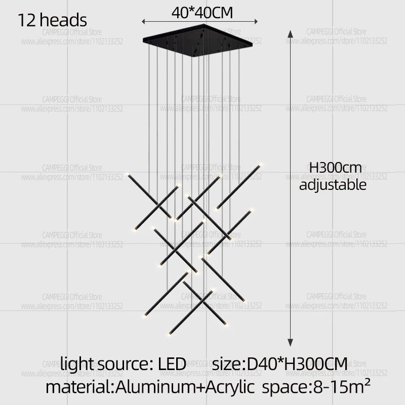 Modern LED Long Pendant Light Villa Living Room Ceiling Light Suspended Staircase Chandelier Dining Room Bedroom  Pendent Lamp