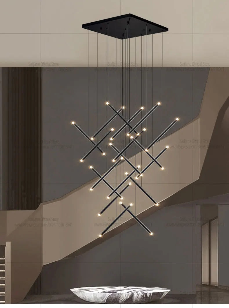 Modern LED Long Pendant Light Villa Living Room Ceiling Light Suspended Staircase Chandelier Dining Room Bedroom  Pendent Lamp