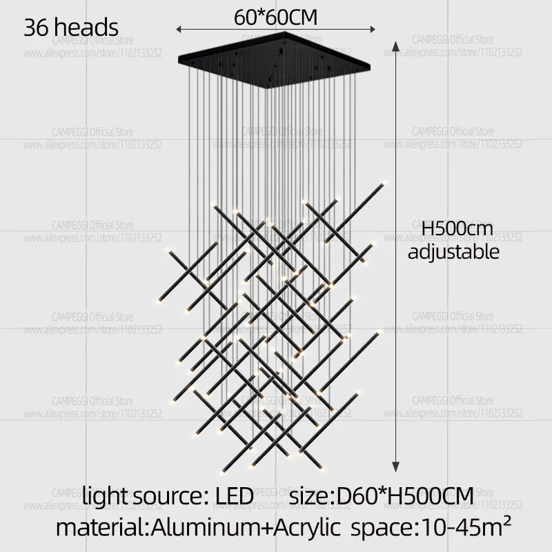 Modern LED Long Pendant Light Villa Living Room Ceiling Light Suspended Staircase Chandelier Dining Room Bedroom  Pendent Lamp