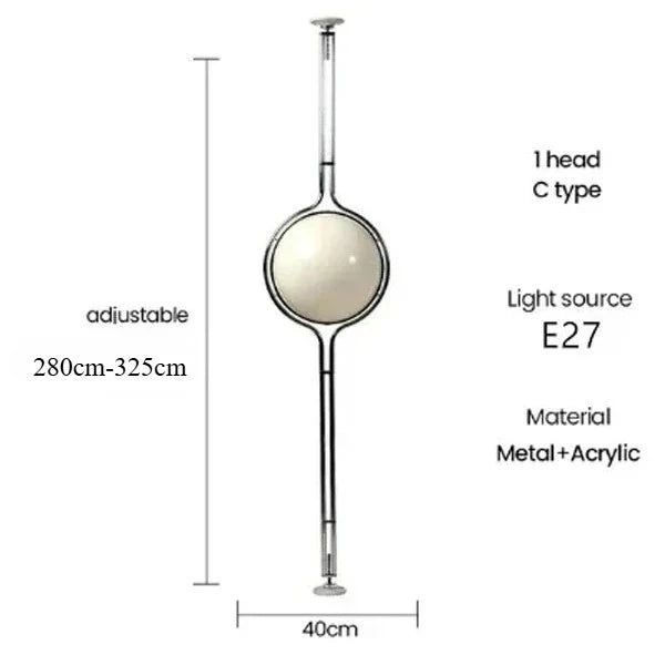 Garrault Delord LED Floor Lamp Chrome Metal White Acrylic Ball Bedside Standing Light Living Room Hotel Sofa Home Decoration