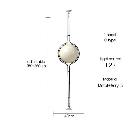 Garrault Delord LED Floor Lamp Chrome Metal White Acrylic Ball Bedside Standing Light Living Room Hotel Sofa Home Decoration