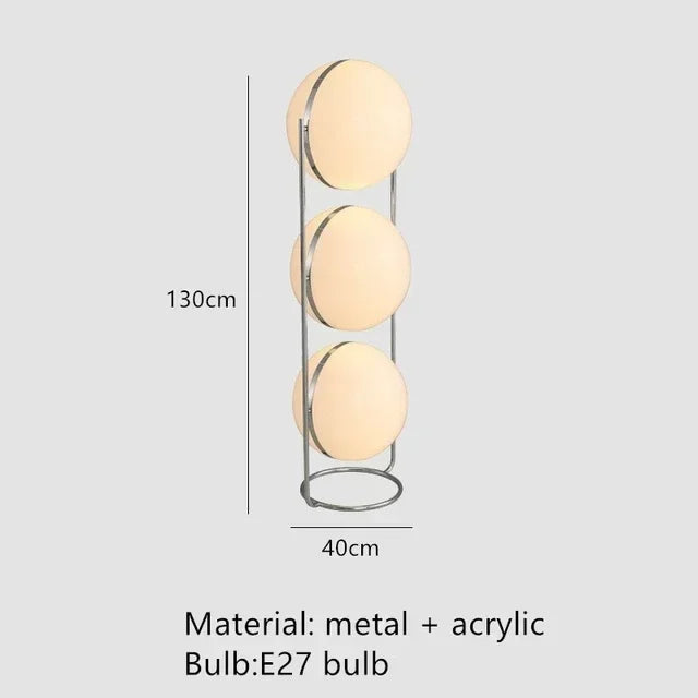 Garrault Delord LED Floor Lamp Chrome Metal White Acrylic Ball Bedside Standing Light Living Room Hotel Sofa Home Decoration
