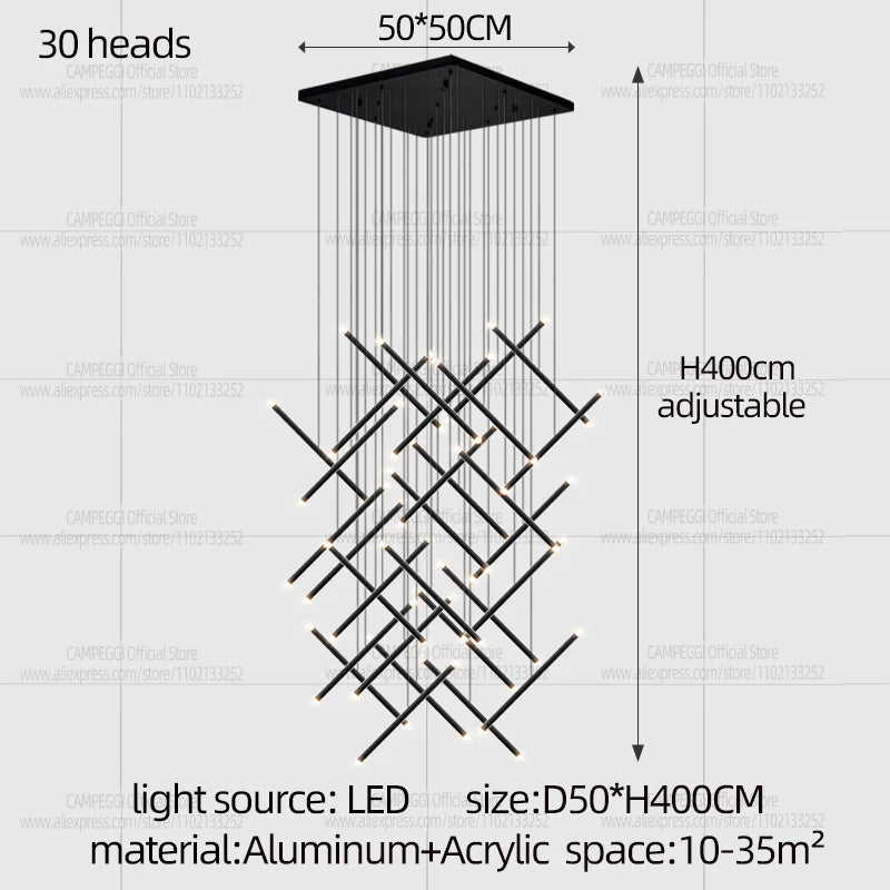 Modern LED Long Pendant Light Villa Living Room Ceiling Light Suspended Staircase Chandelier Dining Room Bedroom  Pendent Lamp