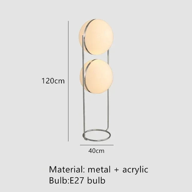 Garrault Delord LED Floor Lamp Chrome Metal White Acrylic Ball Bedside Standing Light Living Room Hotel Sofa Home Decoration