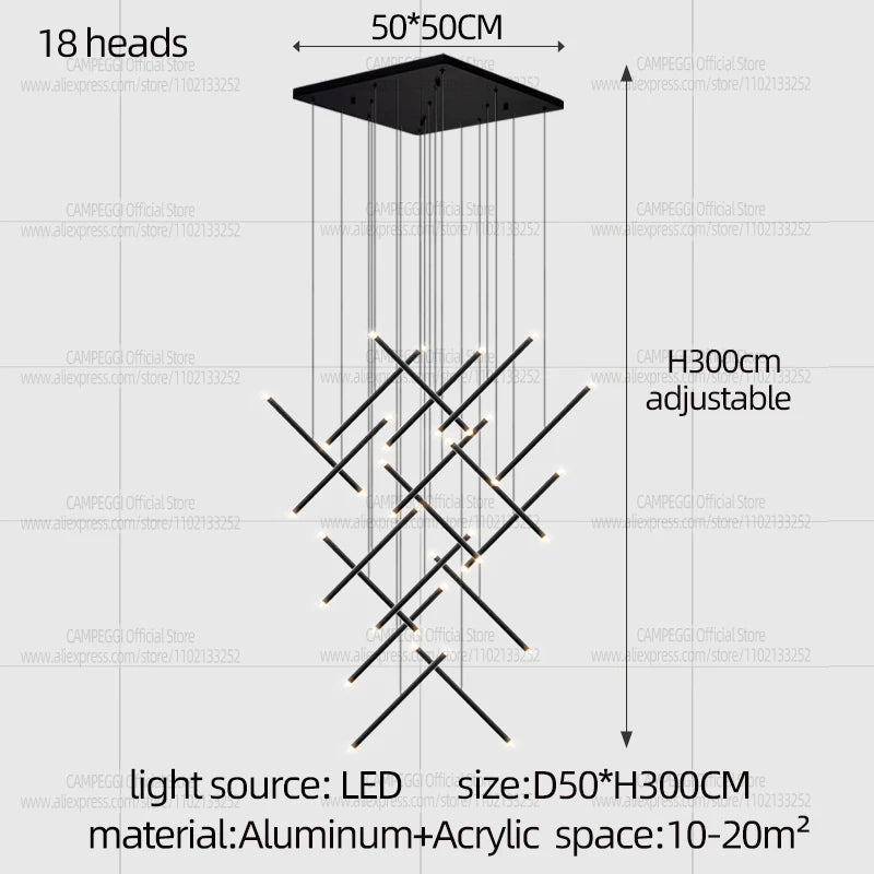 Modern LED Long Pendant Light Villa Living Room Ceiling Light Suspended Staircase Chandelier Dining Room Bedroom  Pendent Lamp