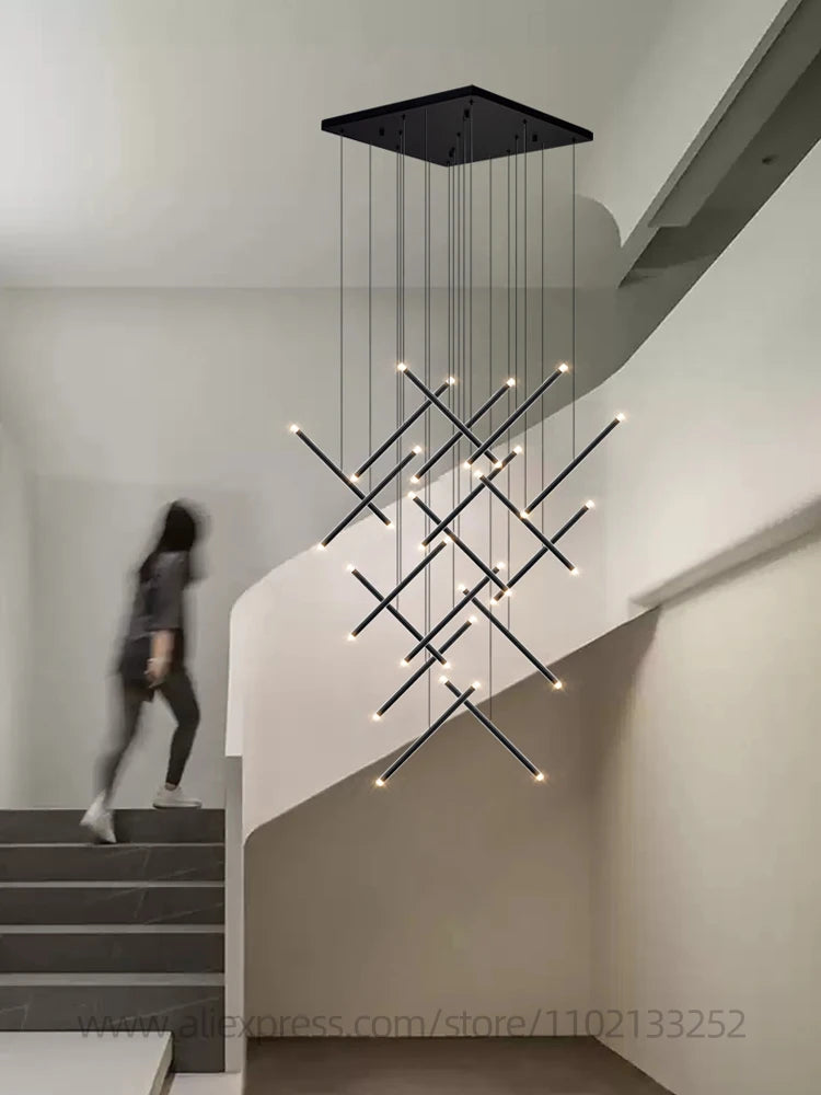 Modern LED Long Pendant Light Villa Living Room Ceiling Light Suspended Staircase Chandelier Dining Room Bedroom  Pendent Lamp