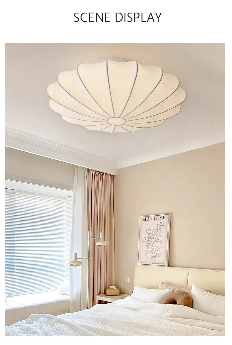 Nordici Silk Ceiling Lamps Wabi Sabi Cloth Ceiling Light Fixture for Living Room Bedroom  Home Decor