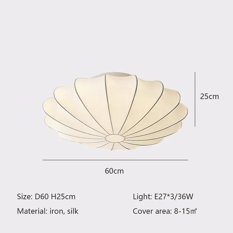 Nordici Silk Ceiling Lamps Wabi Sabi Cloth Ceiling Light Fixture for Living Room Bedroom  Home Decor