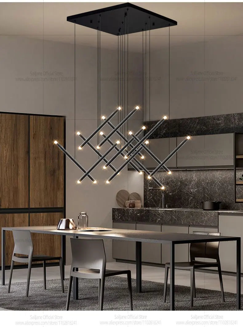 Modern LED Long Pendant Light Villa Living Room Ceiling Light Suspended Staircase Chandelier Dining Room Bedroom  Pendent Lamp