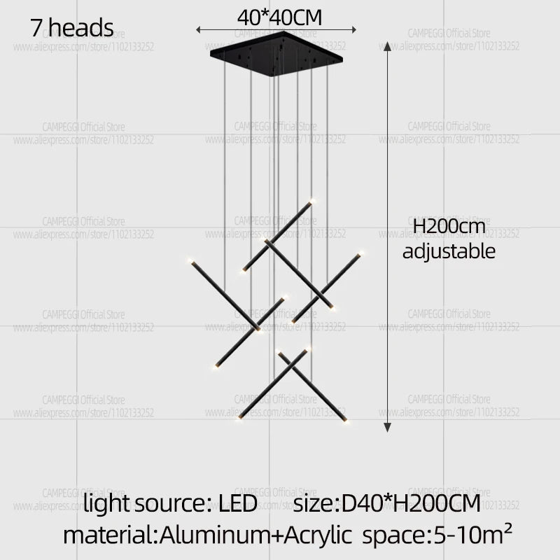Modern LED Long Pendant Light Villa Living Room Ceiling Light Suspended Staircase Chandelier Dining Room Bedroom  Pendent Lamp