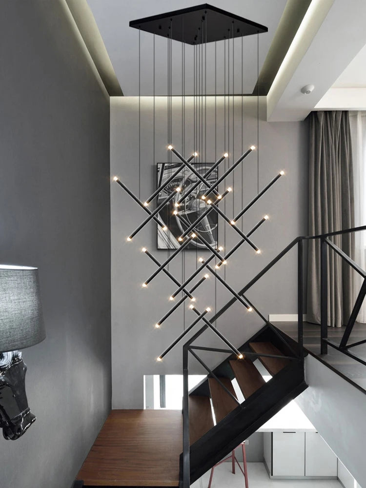 Modern LED Long Pendant Light Villa Living Room Ceiling Light Suspended Staircase Chandelier Dining Room Bedroom  Pendent Lamp