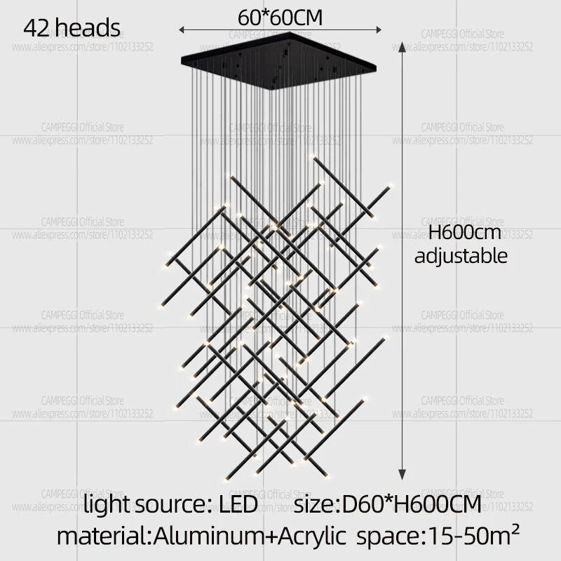 Modern LED Long Pendant Light Villa Living Room Ceiling Light Suspended Staircase Chandelier Dining Room Bedroom  Pendent Lamp