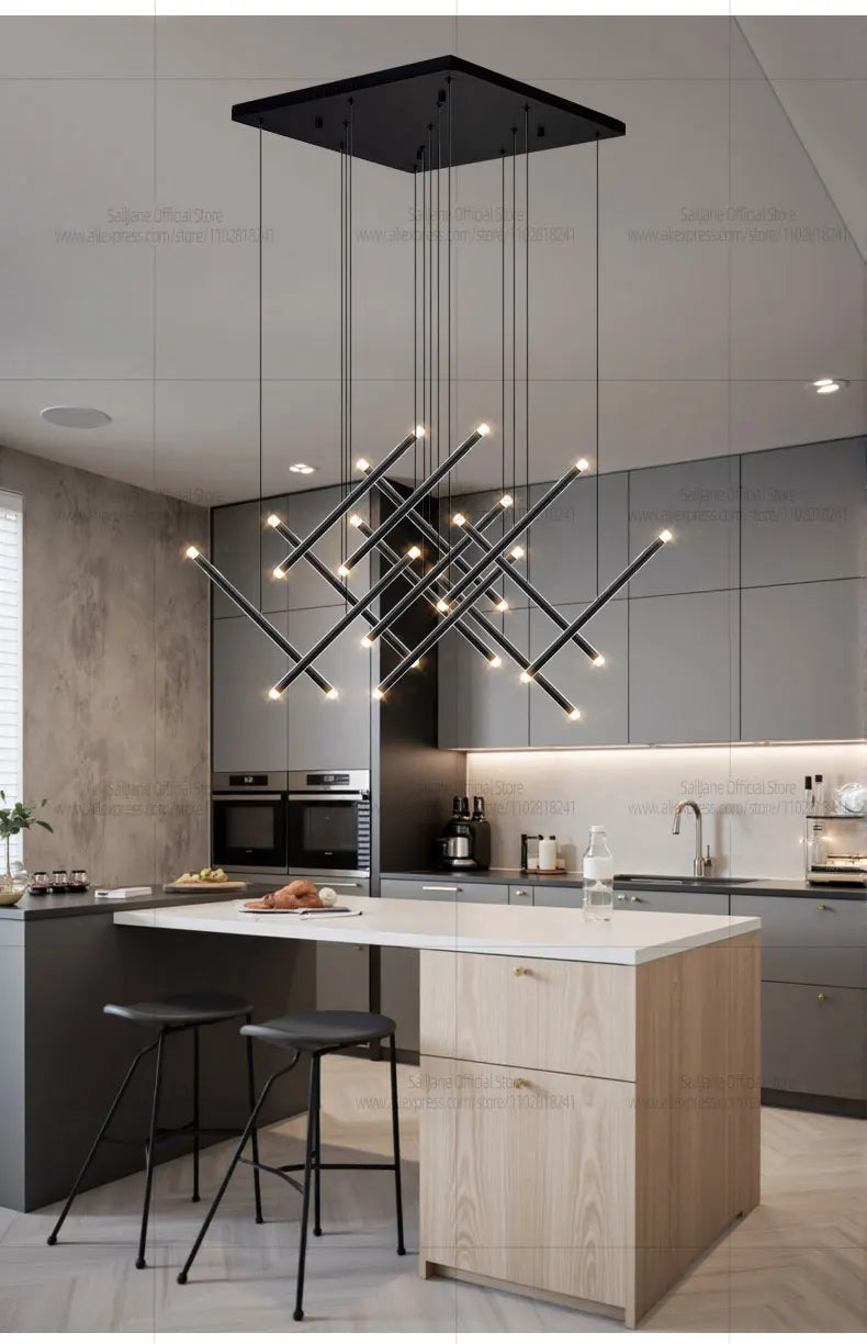 Modern LED Long Pendant Light Villa Living Room Ceiling Light Suspended Staircase Chandelier Dining Room Bedroom  Pendent Lamp