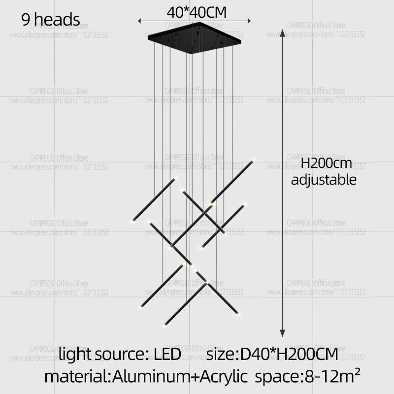 Modern LED Long Pendant Light Villa Living Room Ceiling Light Suspended Staircase Chandelier Dining Room Bedroom  Pendent Lamp