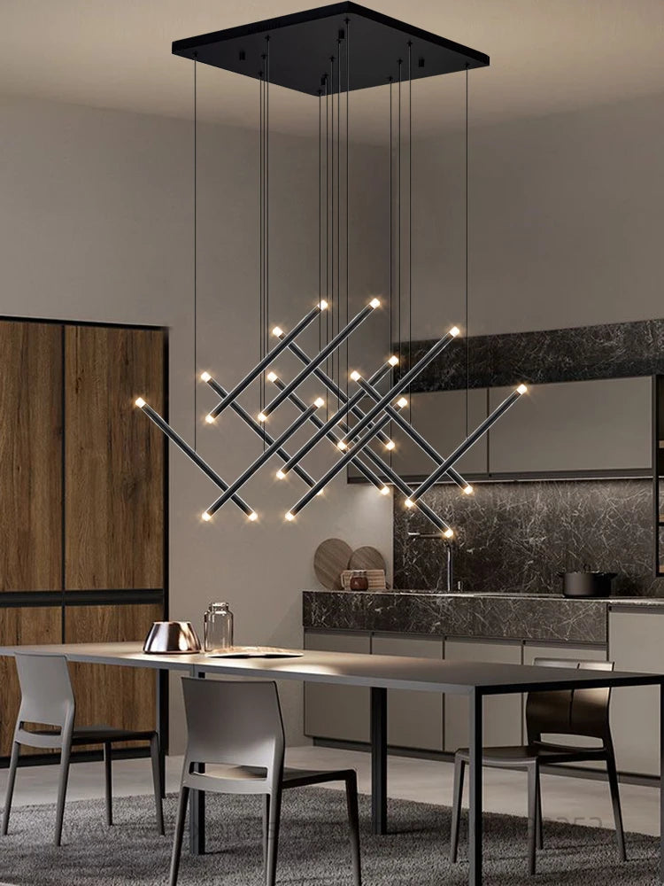 Modern LED Long Pendant Light Villa Living Room Ceiling Light Suspended Staircase Chandelier Dining Room Bedroom  Pendent Lamp