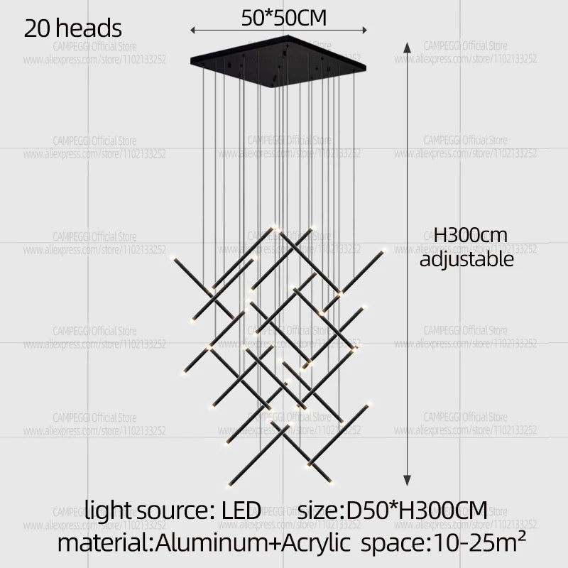 Modern LED Long Pendant Light Villa Living Room Ceiling Light Suspended Staircase Chandelier Dining Room Bedroom  Pendent Lamp