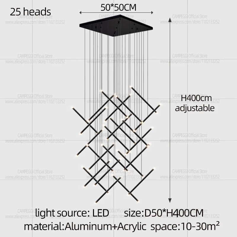 Modern LED Long Pendant Light Villa Living Room Ceiling Light Suspended Staircase Chandelier Dining Room Bedroom  Pendent Lamp