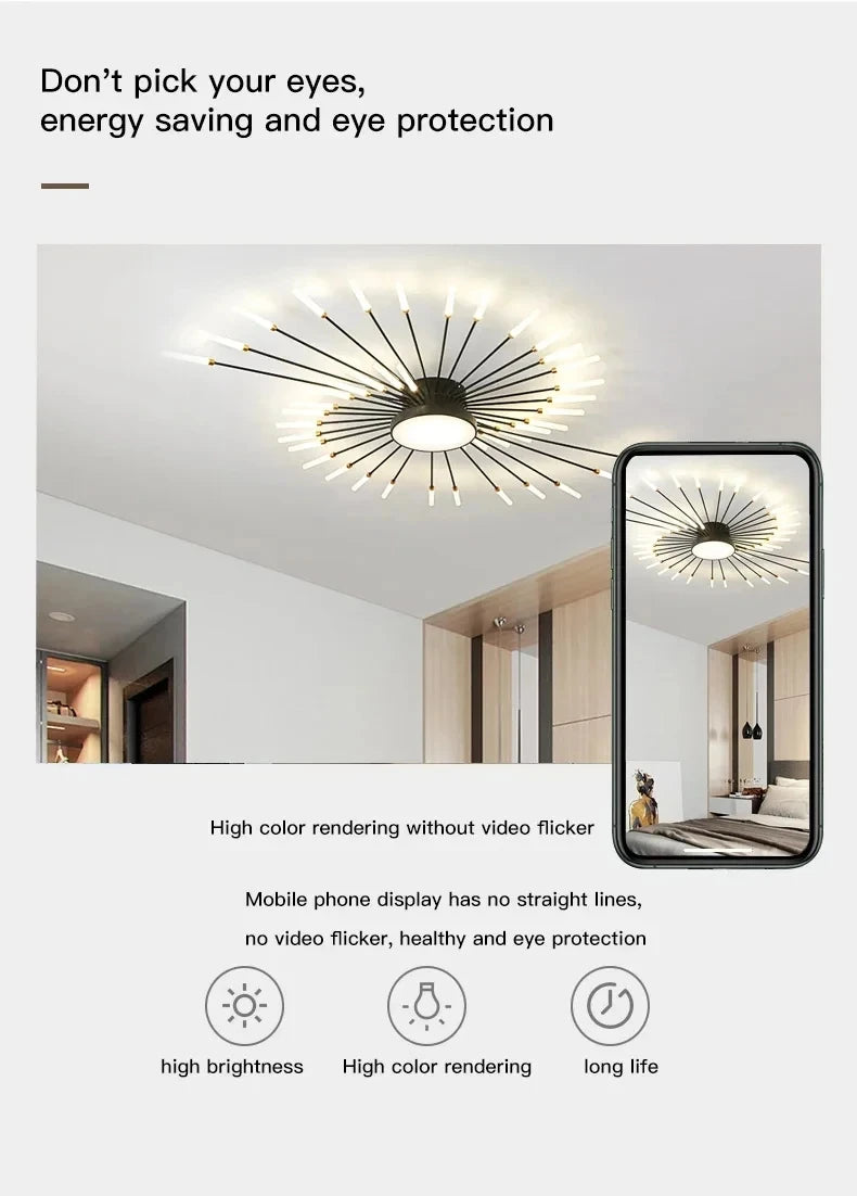 Creative Flower Shapes LED Ceiling Lamp Modern Living Room Decor Fixture Home Children's Light Bedroom Dining Room Chandelier