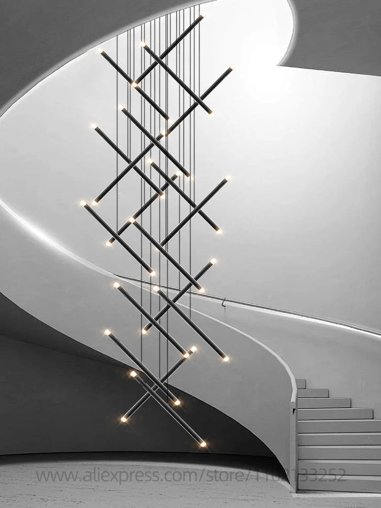 Modern LED Long Pendant Light Villa Living Room Ceiling Light Suspended Staircase Chandelier Dining Room Bedroom  Pendent Lamp