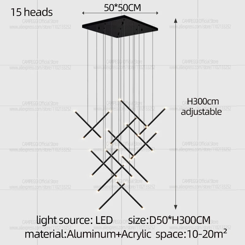 Modern LED Long Pendant Light Villa Living Room Ceiling Light Suspended Staircase Chandelier Dining Room Bedroom  Pendent Lamp